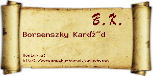 Borsenszky Karád névjegykártya